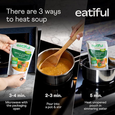14.1 (Pack 1) EATIFUL Curry Soup, Made With Organic Vegetables, Thai Ready To Eat Vegan Curry Soup, No Added