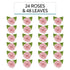 24 Count Global Sugar Art Premium Wedding & Party Edible Rose Cake & Cupcake Sugar Flowers, Pink, with Leaves by Chef