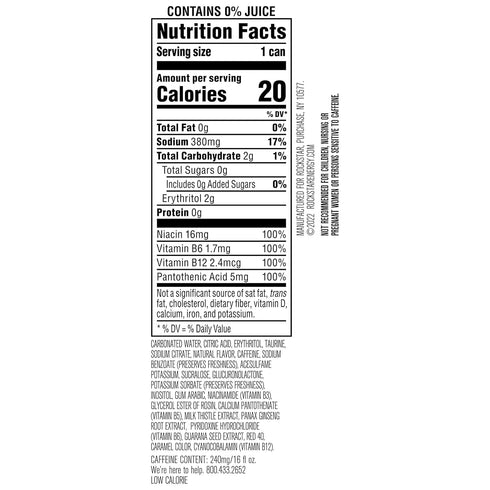 0 16 Oz (Pack 12) (Packaging Rockstar Pure Zero Energy Drink, Tangerine Mango Guava Strawberryh, Sugar, with Caffeine