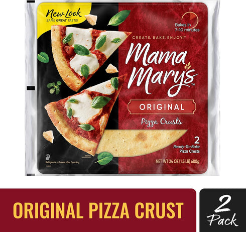 Mama Mary's 12" 2 Count (Pack 6) Original Ready to Bake Pizza Crusts