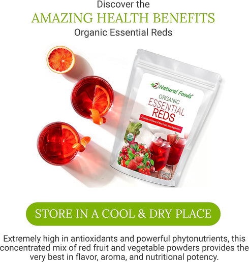10 1 lb Z Natural Foods Organic Essential Reds, Organic Juice Powder, Super Blend of Red Fruits and Vegetables