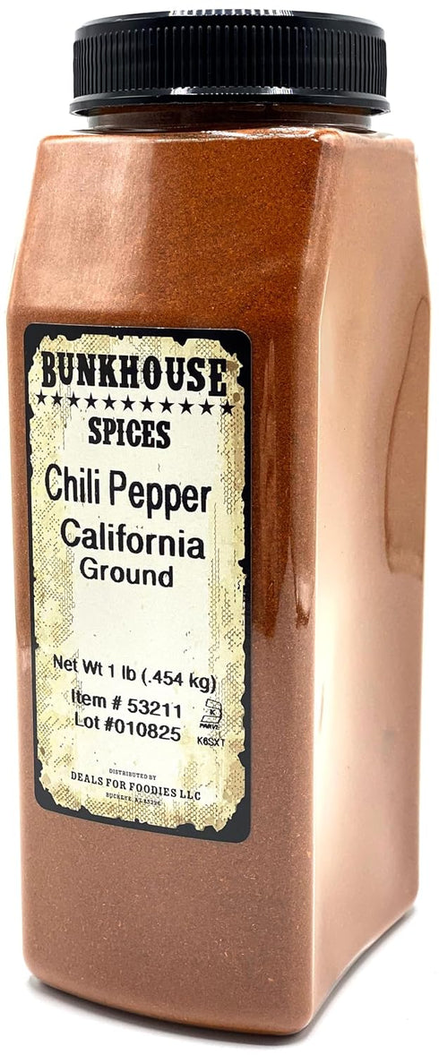 16 BUNKHOUSE Ground California Chile Pepper, Premium Mild Chili Powder, Ounce Bulk Food Service Size for Seasoning