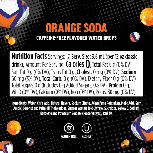 17, 12oz 3 Pack, Ninja Thirsti Flavored Water Drops, ZERO SODA Orange Soda, Classic Soda Flavors, Sparkling or Still