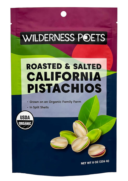 Wilderness Poets, Organic California Pistachios - Roasted with Sea Salt, In Shell