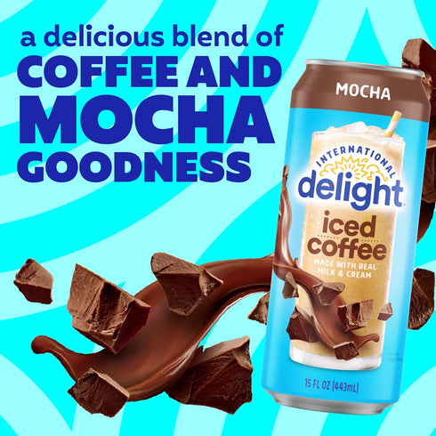 15 OZ 12 Count International Delight Iced Coffee, Mocha, Grab and Go Coffee Drinks Made with Real Milk and Cream, FL