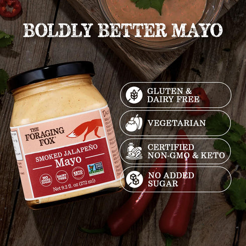 (2 9.2 oz The Foraging Fox | Keto Smoked Jalapeo Spicy Mayo x fl Jars) | Made with High-Oleic Sunflower Oil | Gluten