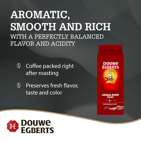 Douwe Egberts 2 Packs 17.6oz/500g Aroma Rood Whole Beans Coffee x