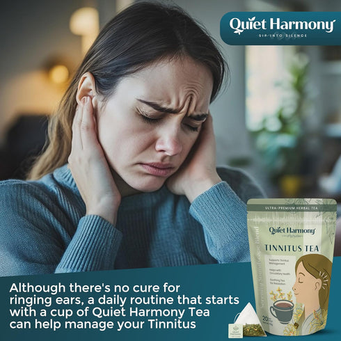 Quiet Harmony 20 Tinnitus Tea Herbal Support for Ringing Ears, Circulation & Calm | Ultra-Premium Caffeine-Free Tea