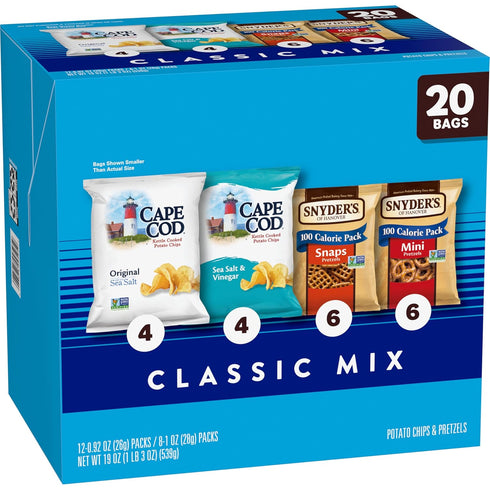 Pack, 20 Count Snyder's of Hanover and Cape Cod Classic Mix Variety Snack Bags