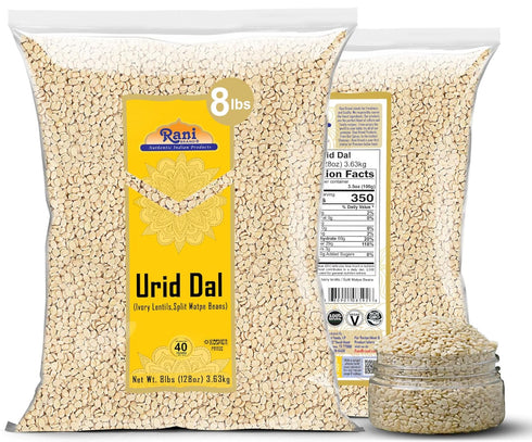 128oz (8lbs) 3.63kg Rani Urid/Urad Dal (Split Matpe Beans Skinless) Indian Lentils Bulk ~ All Natural | Gluten Friendly