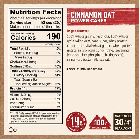 20 (Pack 6) (10705599012683) Kodiak Cakes Protein Pancake Power Cakes, Flapjack and Waffle Mix, Cinnamon Oat, Ounce