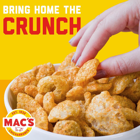 3oz (12-Pack) Mac's Tajin Chili Lime Fried Pork Skins - Tajin Chili Lime Flavored Chicharrones Pork Rinds - Low Carb