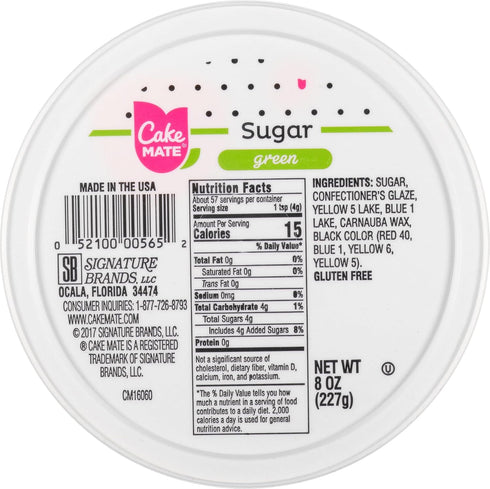 (8 oz) Cake Mate St. Patricks Green Sanding Sugar Edible Green Decorating Sugar for Cupcakes, Cakes, Cookies, Desserts