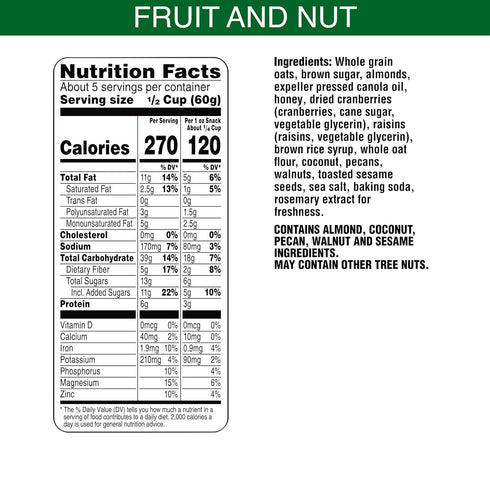 Kellogg's 12oz (1 (Pack 2) Bear Naked Granola Cereal, Breakfast Snacks, Fruit and Nut, Bag Bag)