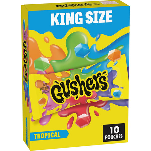 Gushers Fruit Flavored Snacks, King Size Pouches, Tropical Flavor, 10 Ct, 19