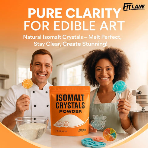 2 lbs Isomalt Crystals Sugar Substitute Powder for Baking and Decorating Clear and Ready to Use Bulk Size By Fit Lane
