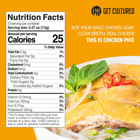 3.2 oz (10-12 Get Cultured Box Chicken Pho Soup Starter, Authentic Vietnamese Chicken Broth Base with Curated Herbs
