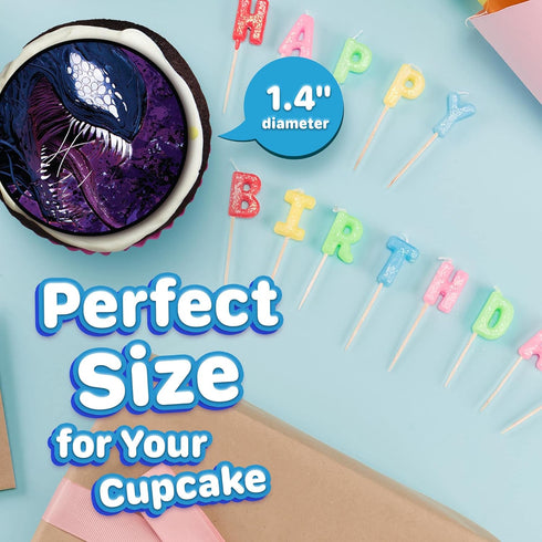 30 Edible Cupcake Toppers with Dark Hero-Inspired Designs | Uncut Wafer Sheet Cake Decorations