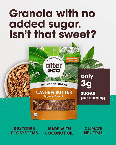 1 Pack) Alter Eco Cashew Butter Granola, Healthy, Organic Breakfast & Snack, Naturally Sweetened with Fruit, Vegan, No