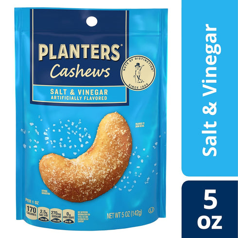 Packs Pack, 5 Oz 1 Pack PLANTERS Cashews Salt & Vinegar - Trail Mix Snack - Snacks, Snack Party Trail Mix, Bag