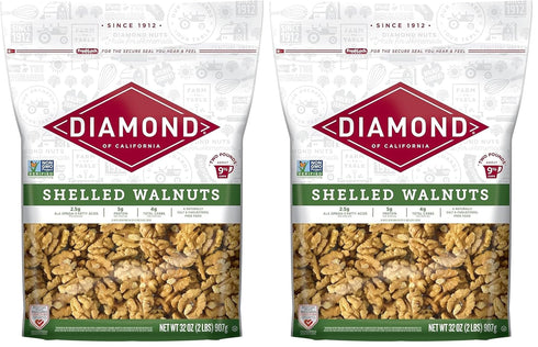 Diamond of California Shelled Walnut Halves and Pieces,Pre-Shelled Raw Walnuts for Baking,Snacking