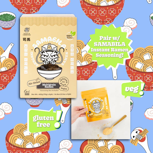 SAMABILA (Pack 6) 100% Multigrain Ramen of - Air Dried - Gluten Free - Vegan - Natural Ingredients