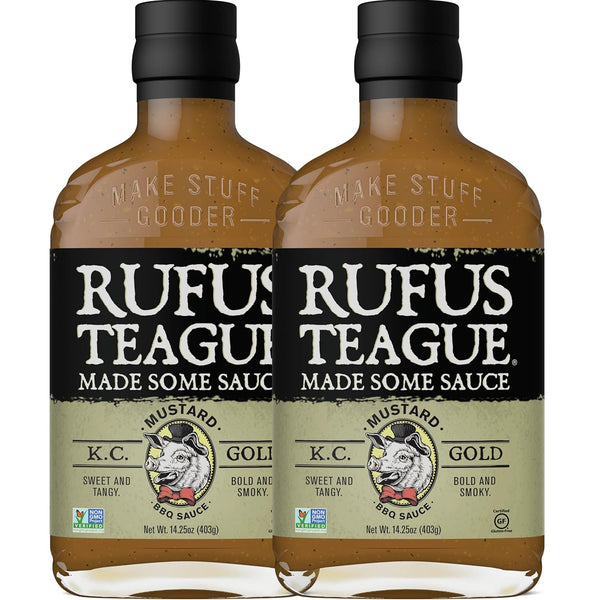 Rufus Teague KC Gold BBQ Sauce, 2 Pack Size, Premium Mustard Barbecue
