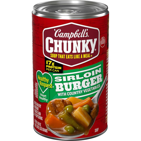 Campbell's Chunky Healthy Request Sirloin Burger With Country Vegetables Beef Soup, 18.8