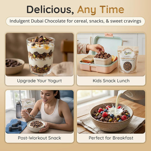 9oz (1-Pack) Granolaful Dubai Chocolate Cereal - Limited Edition Premium Bunches and Loose Oats for unique holiday