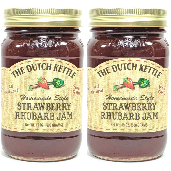 Generic Amish Homemade Style Strawberry Rhubarb Jam 2-19 Ounce Non-GMO All Natural