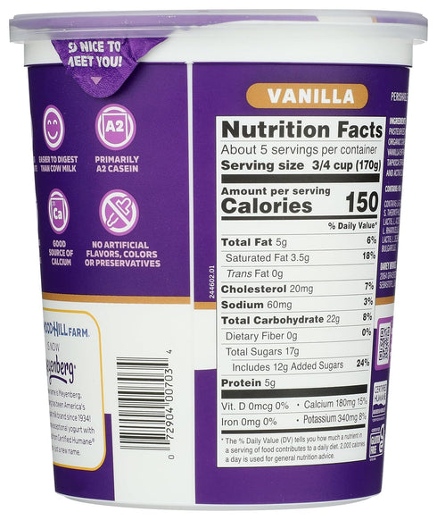 32 Meyenberg Goat Dairy, Yogurt Goat Vanilla, Ounce