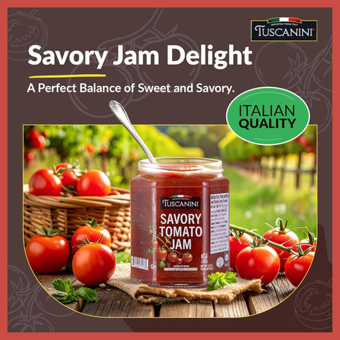11.64 oz Tuscanini Savory Tomato Jam, | Savory Jam | Chutney Style Condiment | Italian Tomato Spread | Great