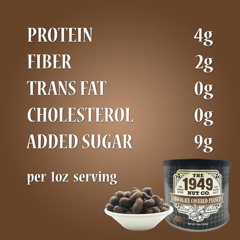 The 1949 Nut Co. 10 oz. Chocolate Covered Virginia Style Peanuts | Oil Roasted Fried with a Unique Crispy Crunch |