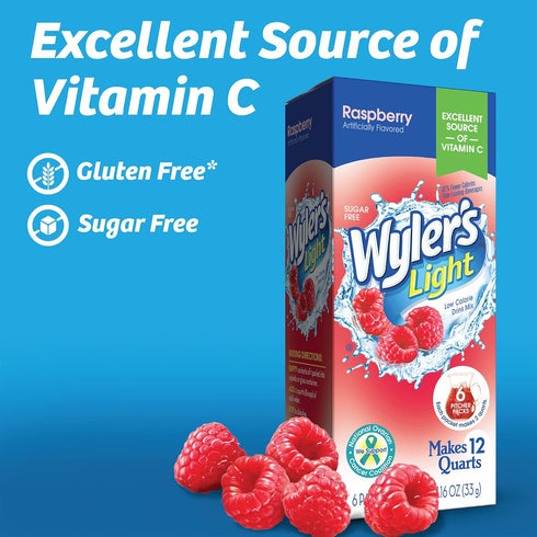Packs, 6 (36 Packets) Wyler's Light Pitcher Water Drink Mix, Raspberry, Boxes Pitcher
