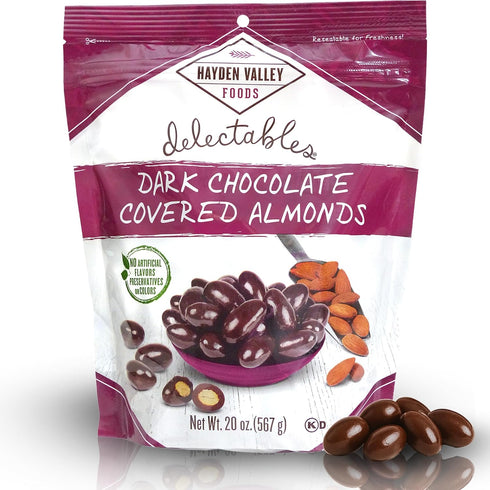 Hayden Valley Foods Dark Chocolate Covered Almonds | 20 oz Resealable Bag
