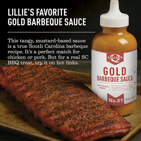 (14.8 oz, 2-pack) Lillie's Q - Gold Barbeque Sauce, Gluten-Free, Non-GMO, No Preservatives, Gourmet Mustard BBQ Flavor