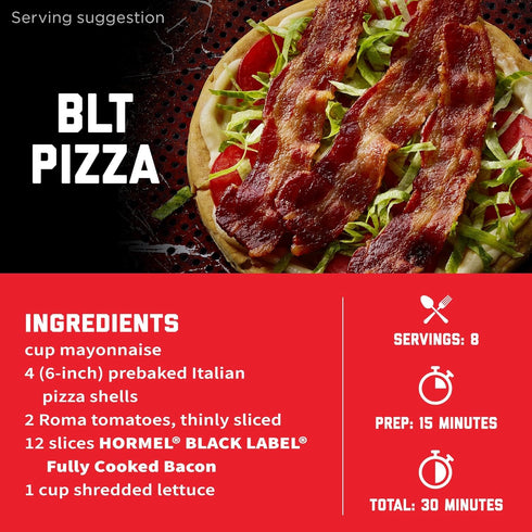 Pack 6.3oz (Pack 3) HORMEL BLACK LABEL Thick Cut Bacon, Fully Cooked Bacon, Gluten-Free Snacks, Family