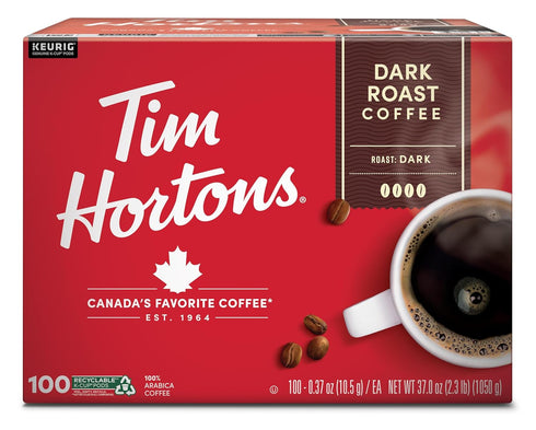 Tim Hortons Dark Roast Coffee, Single-Serve K-Cup Pods Compatible with Keurig Brewers,