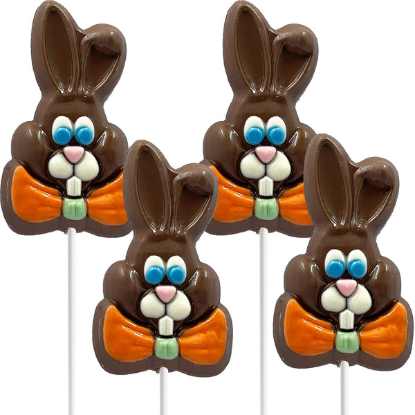 Fruidles Decorated Easter Bunny Big Chocolate Lollipop Holiday Treats, Milk Chocolate Double