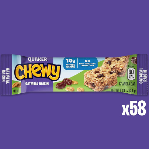 58 Count Quaker Chewy Granola Bars, Oatmeal Raisin