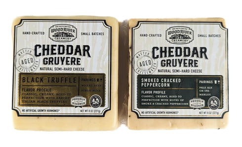 Generic Cheddar and Gruyere Black Truffle and Smoked Cracked Peppercorn Cheese Blend, Gourmet