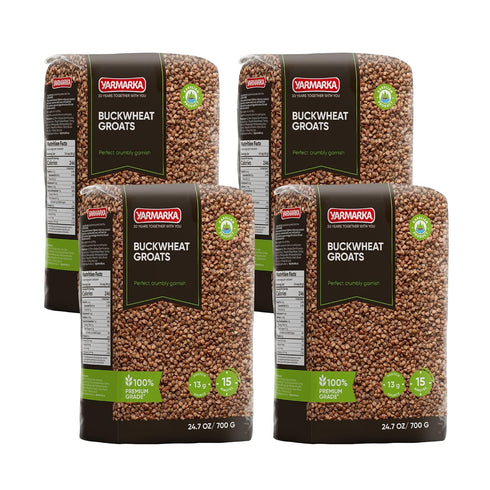 24.7 oz (700 4 Pack, Yarmarka Toasted Buckwheat Groats (Kasha) g) Roasted Whole Grain, Pland Based - Diet Friendly