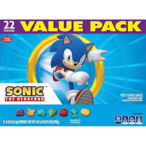 Pack, 22 17.6 oz Sonic The Hedgehog Fruit Flavored Snacks, Treat Pouches, Gluten Free Snack, Value Ct
