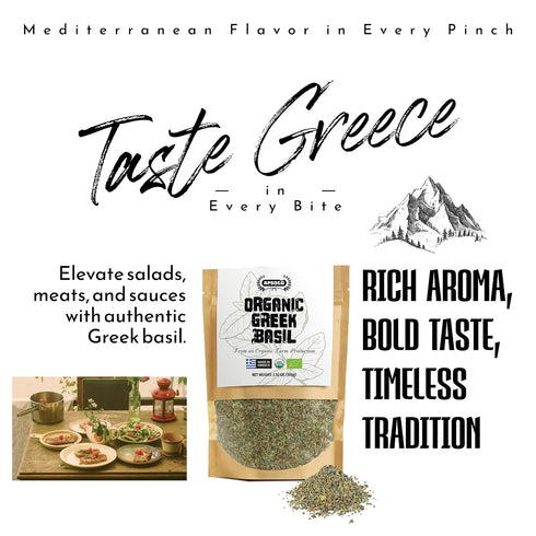 (3.52 oz), Apsogo Organic Greek Basil Premium Dried Basil Leaves for Cooking Pure Aromatic Herb Seasoning for Pizza