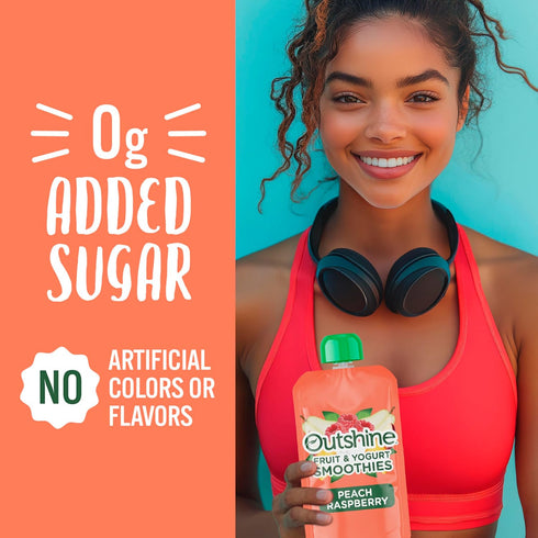 6(4x3.5oz)US Outshine Smoothie Raspberry Peach Flavor Pouches