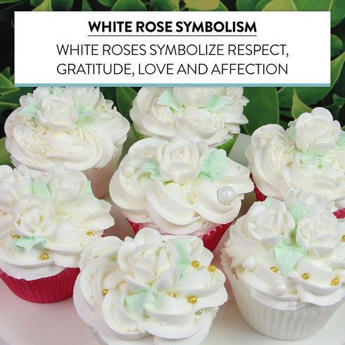 Set, 24 Count Global Sugar Art Edible Royal Icing White Rose Two sizes, for Cake and Cupcake Decorating by Chef Alan