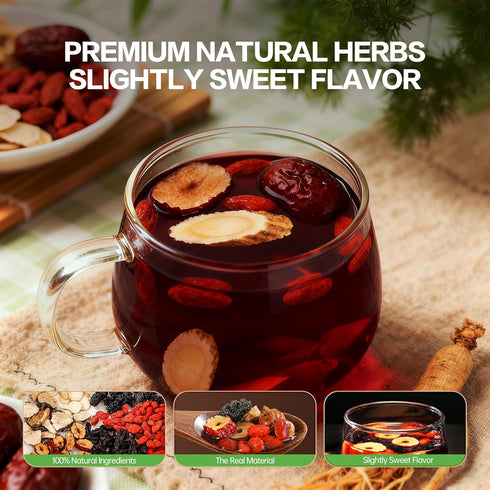 Monbrizz (60count) kidney tea formula Ginseng Six treasure tea te divina, maca root, Goji berries, turmeric kidney