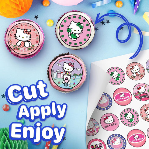 30 Edible Cupcake Toppers – Cute Pink Cat Inspired Party Collection of Edible Cake Decorations