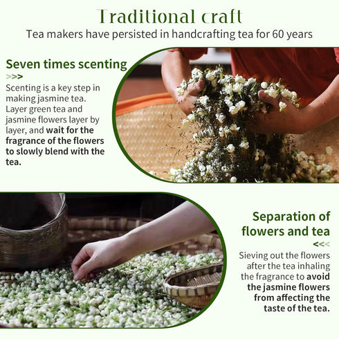 96 4.23oz/120g XIXICHA Jasmine Tea Loose Leaf Grade AAA Chinese Jasmine Green Tea Loose Leaf Natural Aroma and Sweet