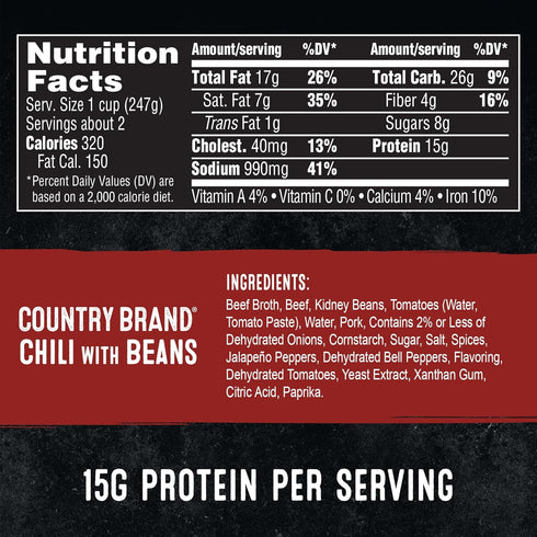 STAGG Country 15 (Pack 12) Brand Chili with Beans, Ounce